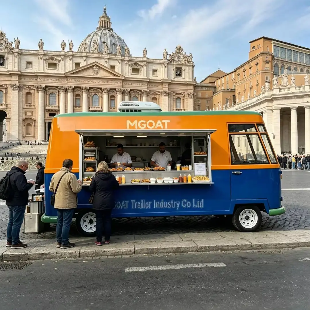 Food Truck With Snacks - Commerciële mobiele foodtruck met complete kookuitrusting,