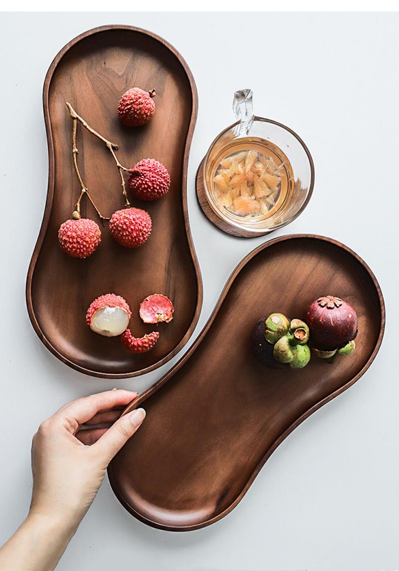 Food Snacks Items - Zwarte Walnoot Puur Massief Houten Dienblad
