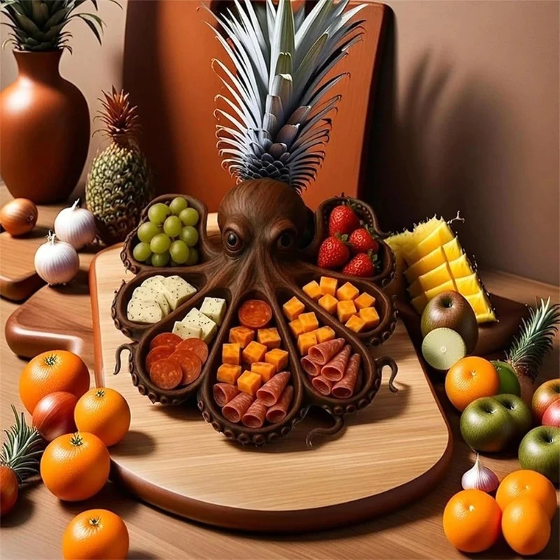 Houten Octopus Dienblad, Multi - Food Snacks Items recensie en prijs
